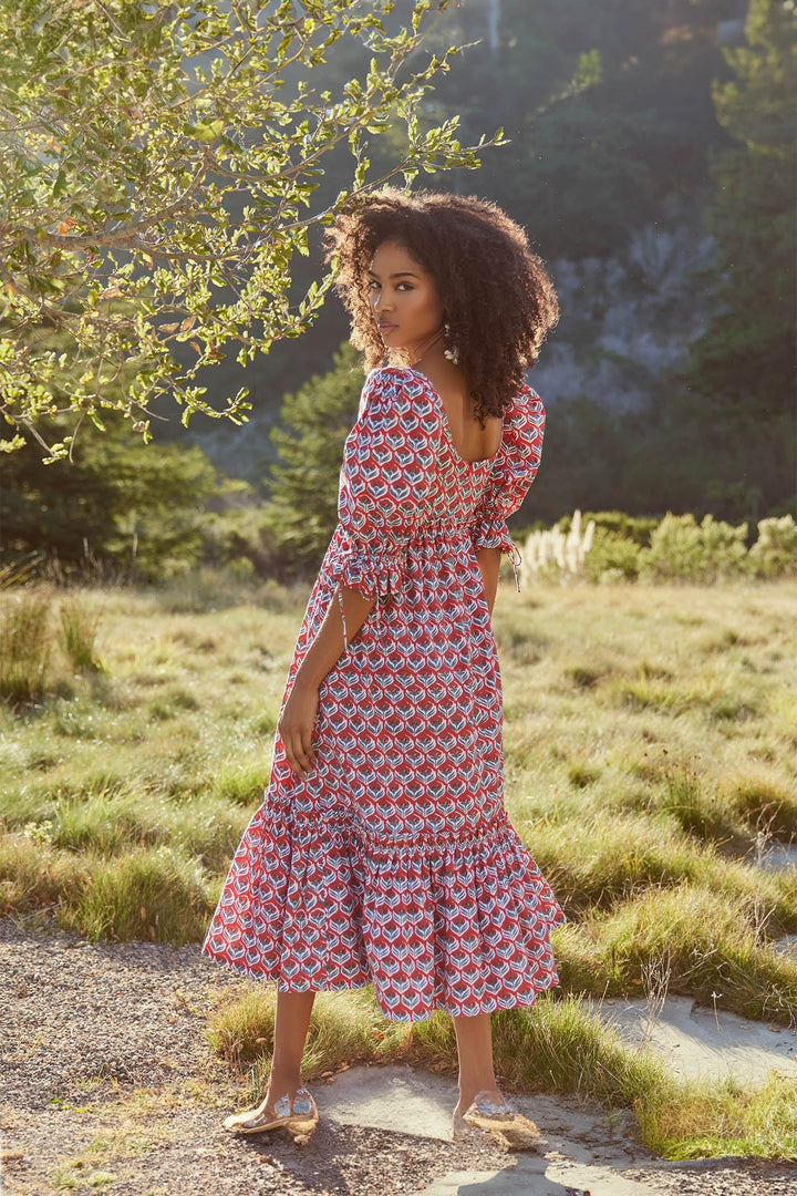 Hayley Puff Sleeve Dress - Crimson