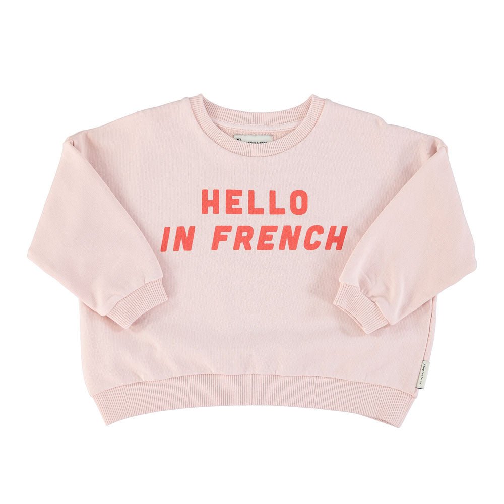 "Hello in French" Sweatshirt - Pink - manymoons sandbox