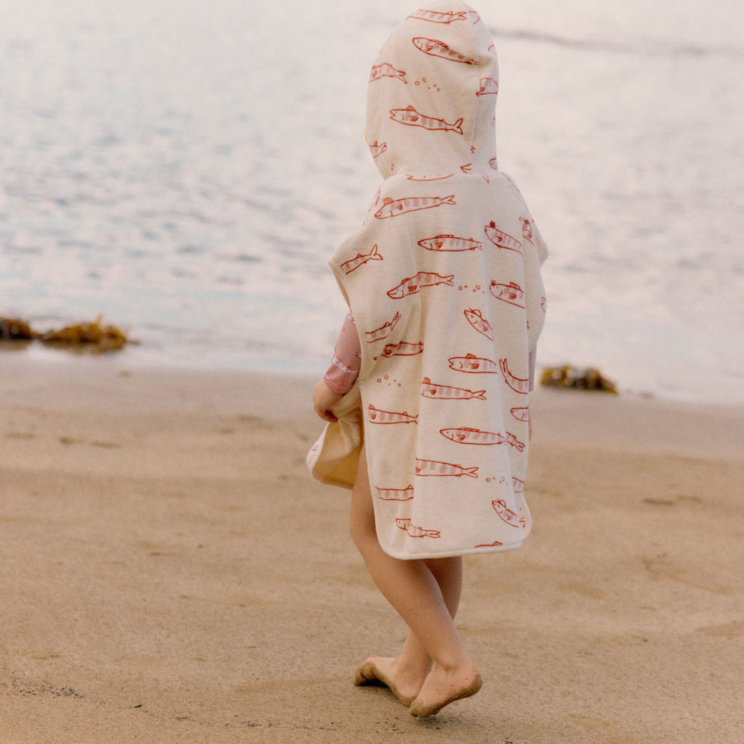 Organic Cotton Poncho Towel - South Seas Rose Dust Print Terry