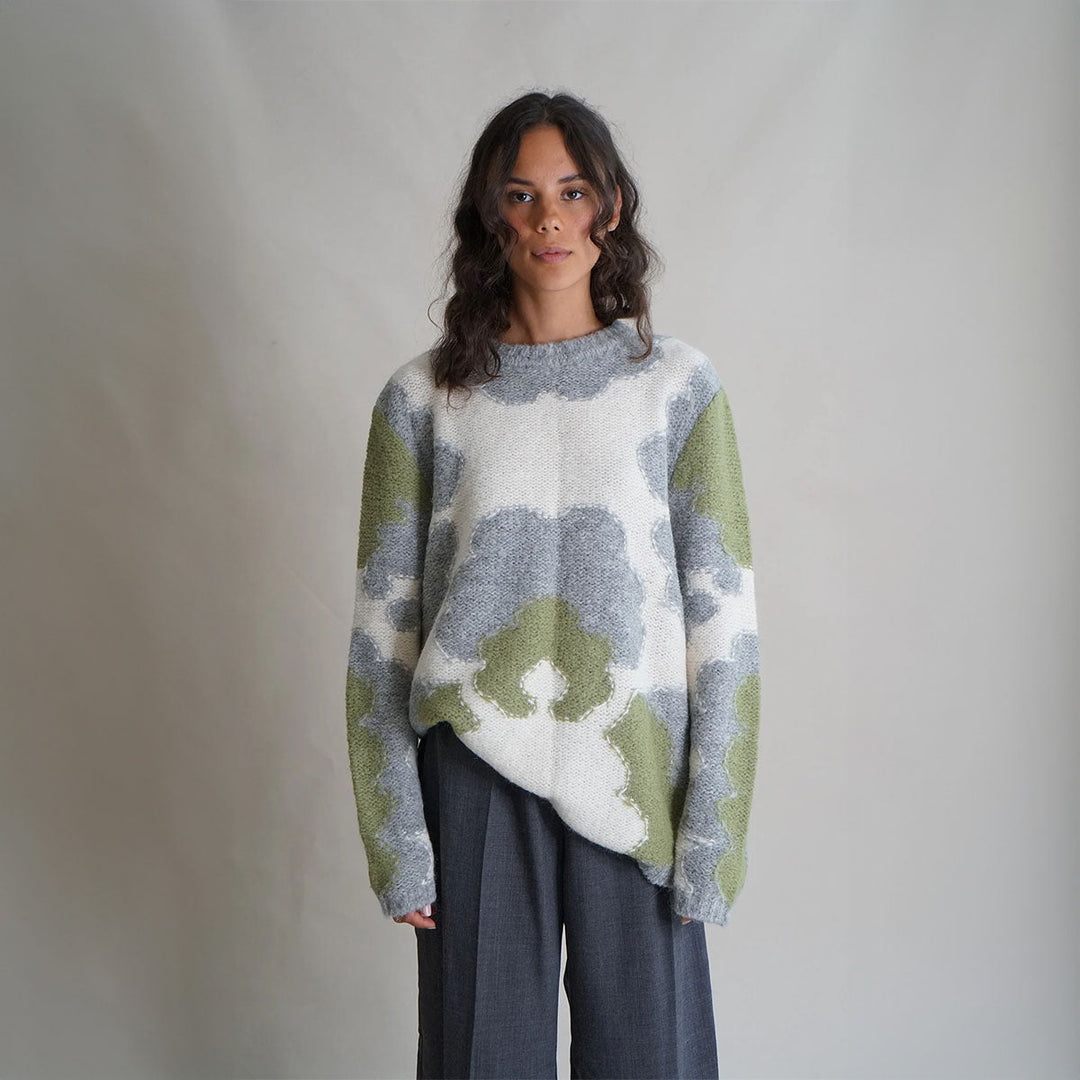 Mid Century Motif Intarsia Jumper - Sand