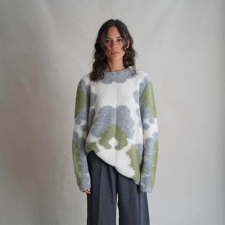 Mid Century Motif Intarsia Jumper - Sand