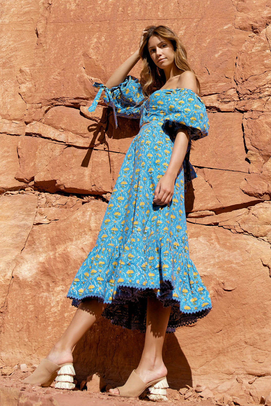 Hadley Top - Lapis & Laguna Floral print
