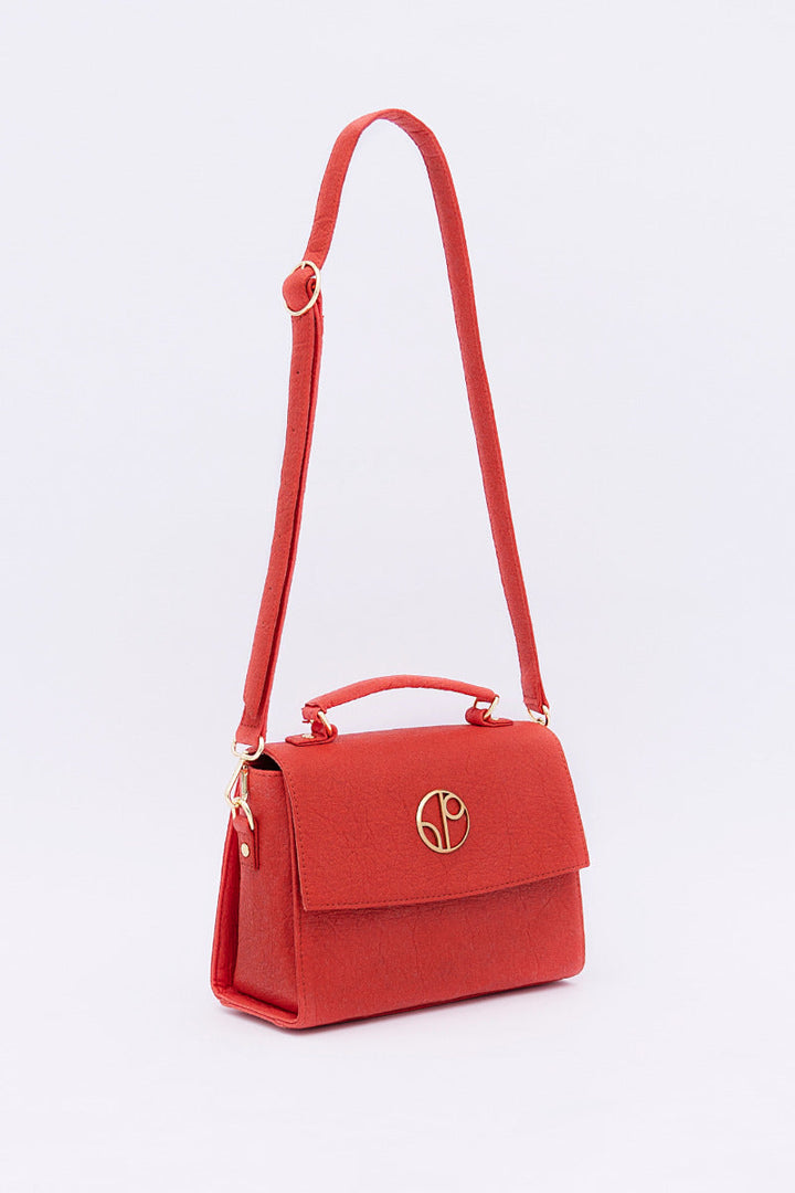 London Sadle Bag Pinatex - Cherry Red