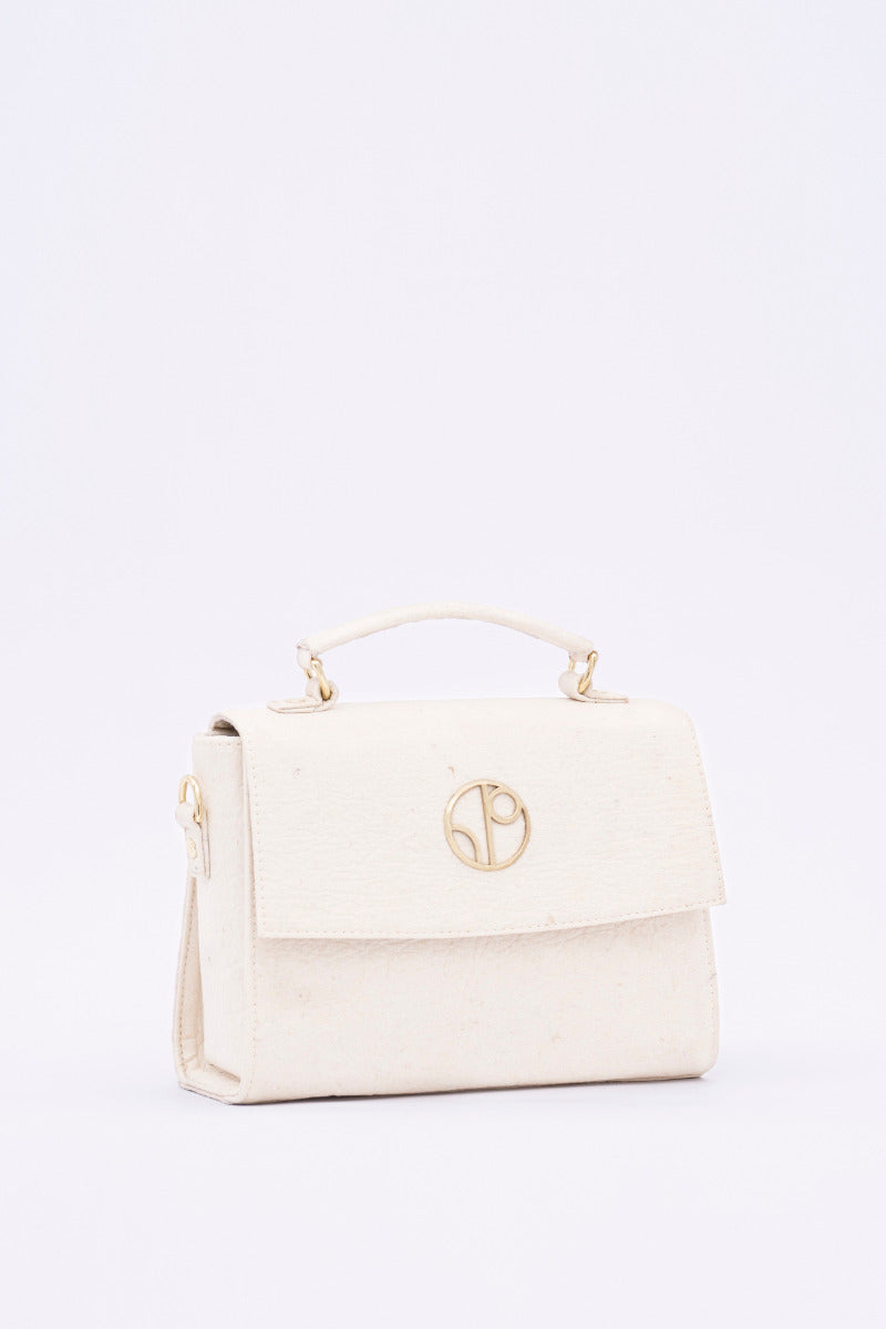 London Sadle Bag Pinatex - Latte White