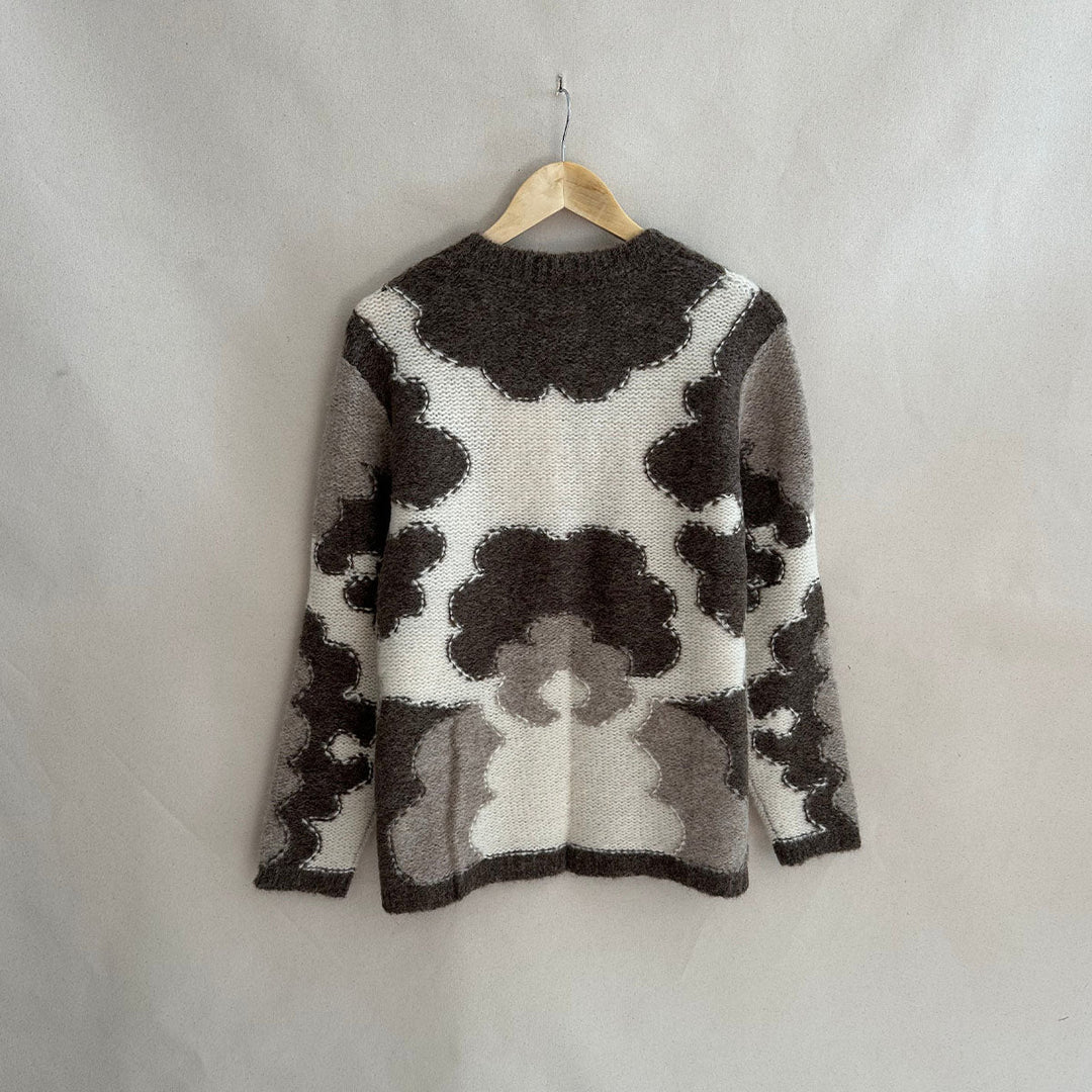 Mid Century Motif Intarsia Jumper - Sand
