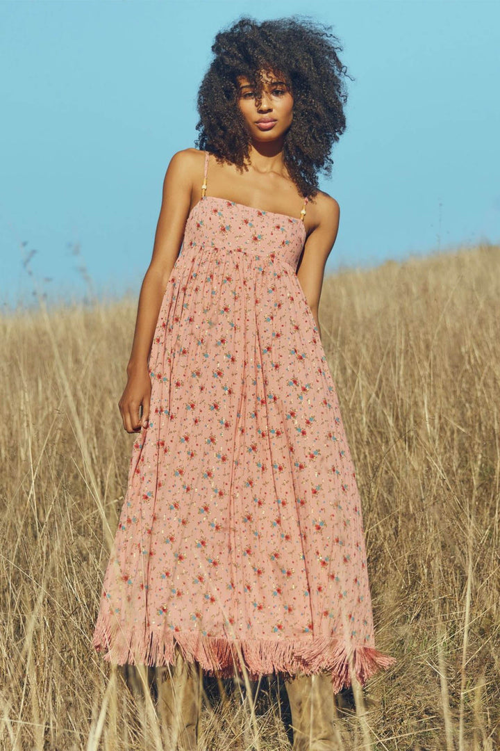 Gavin Fringe Dress - Primrose & Bouquet Floral With Lurex