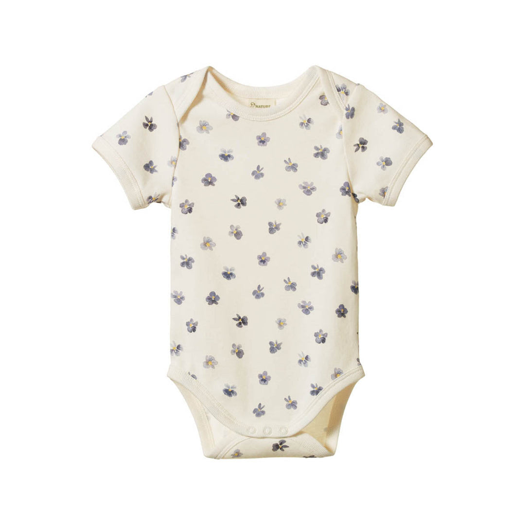 Short Sleeve Bodysuit - Pressed Pansy Print