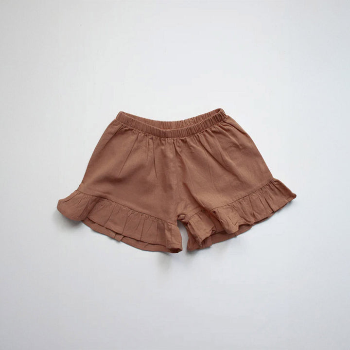 The Frill Linen Short - Cinnamon