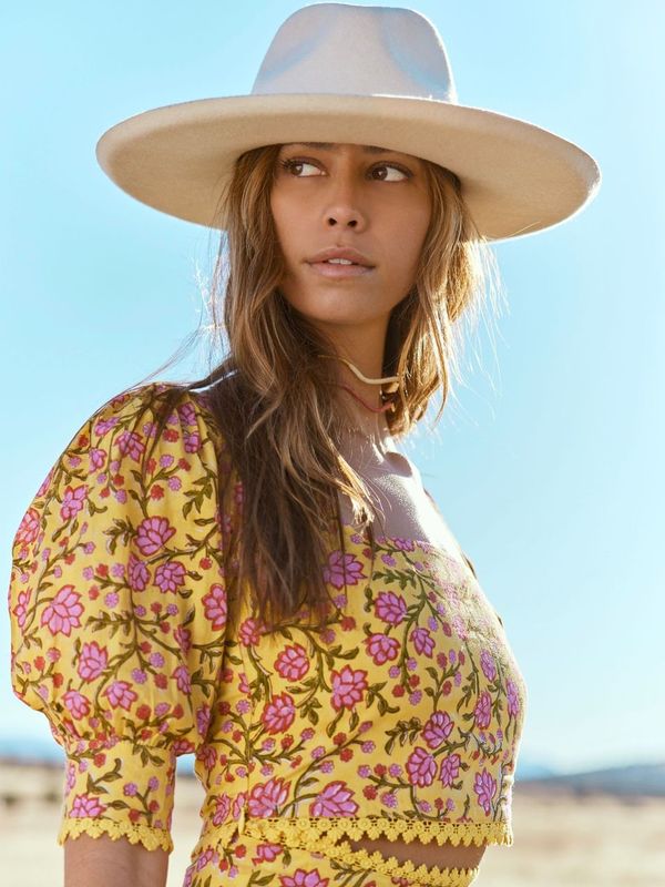 Frances Square Neck Top - Amber & Fuchsia Floral Print