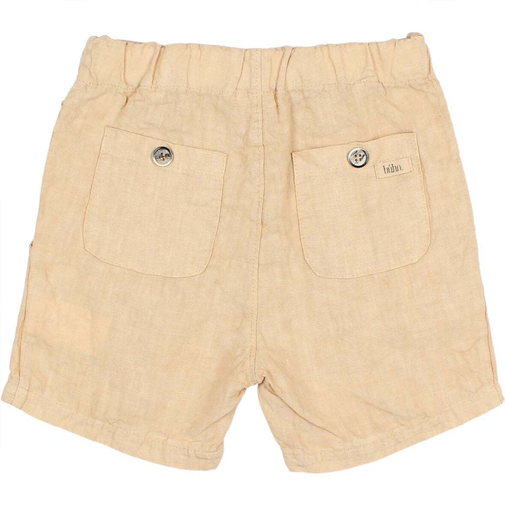 Button Linen Short Pants with Pockets - Biscotto