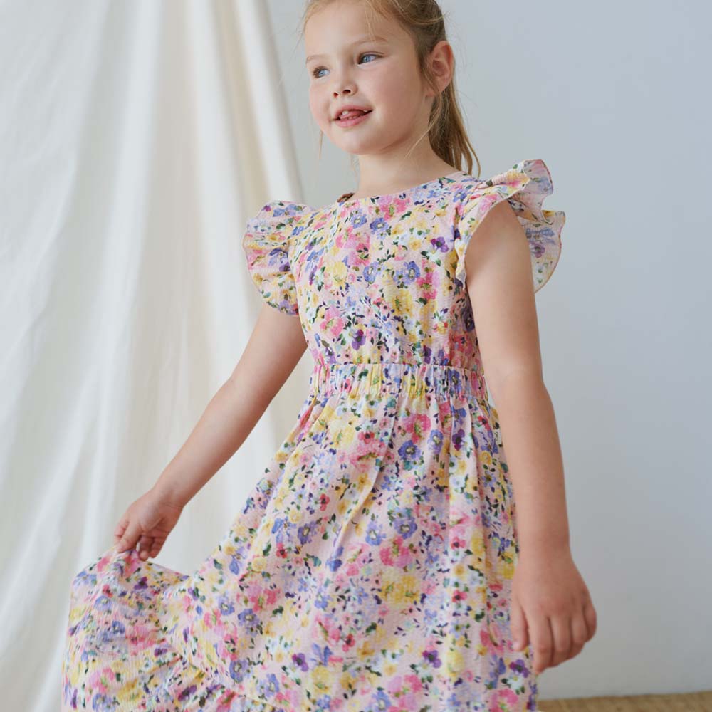 Seersucker Floral Dress