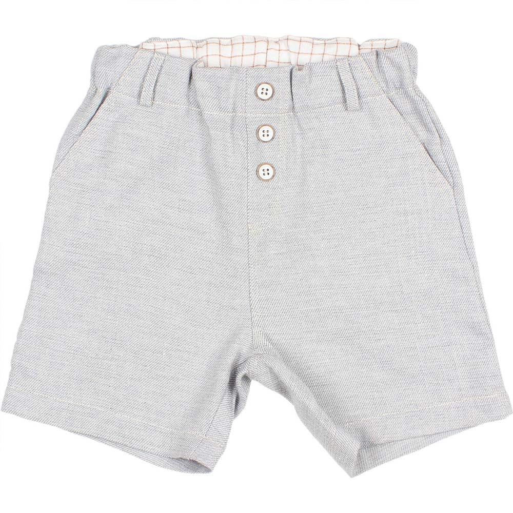 Twill Linen Bermuda with Pockets & Belt Loops - Jeans Denim