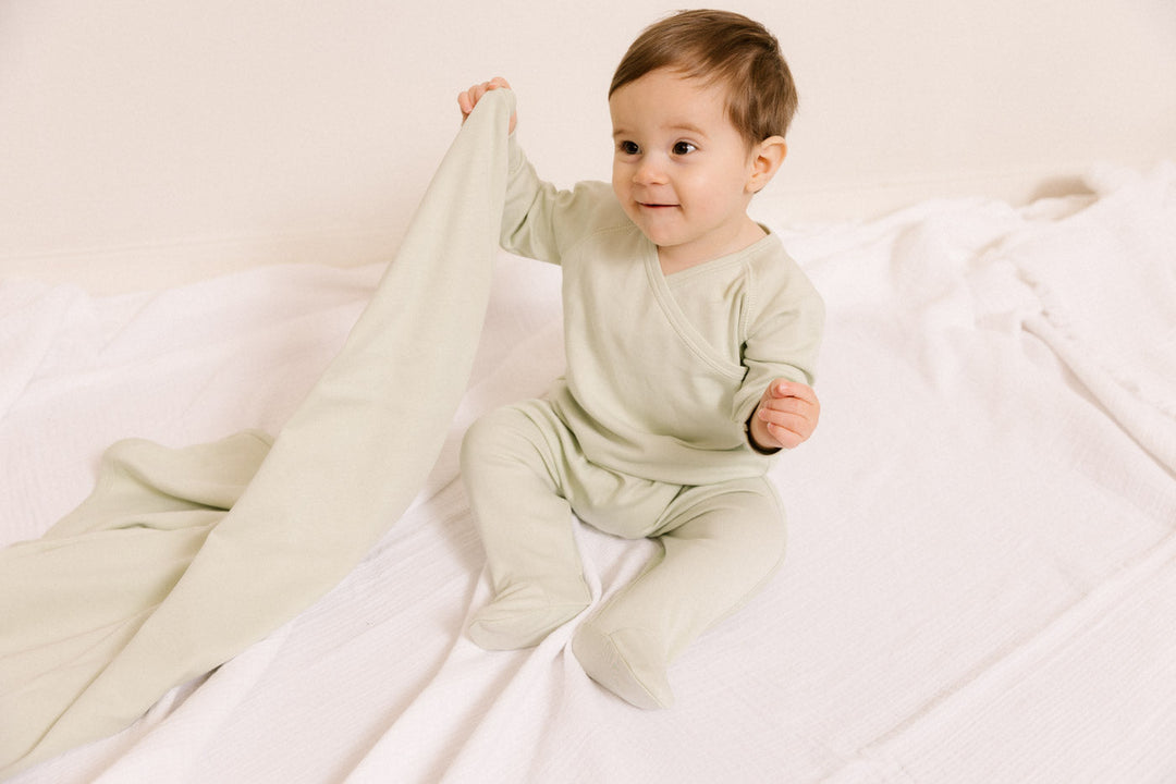Kimono Footie with Beanie Set - Pistachio