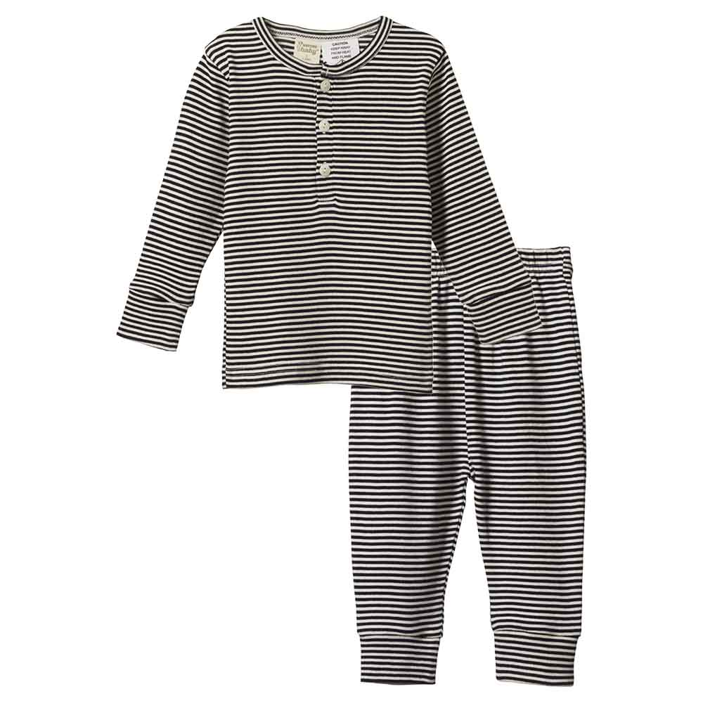 Long Sleeve Pajama Set - Navy Stripe