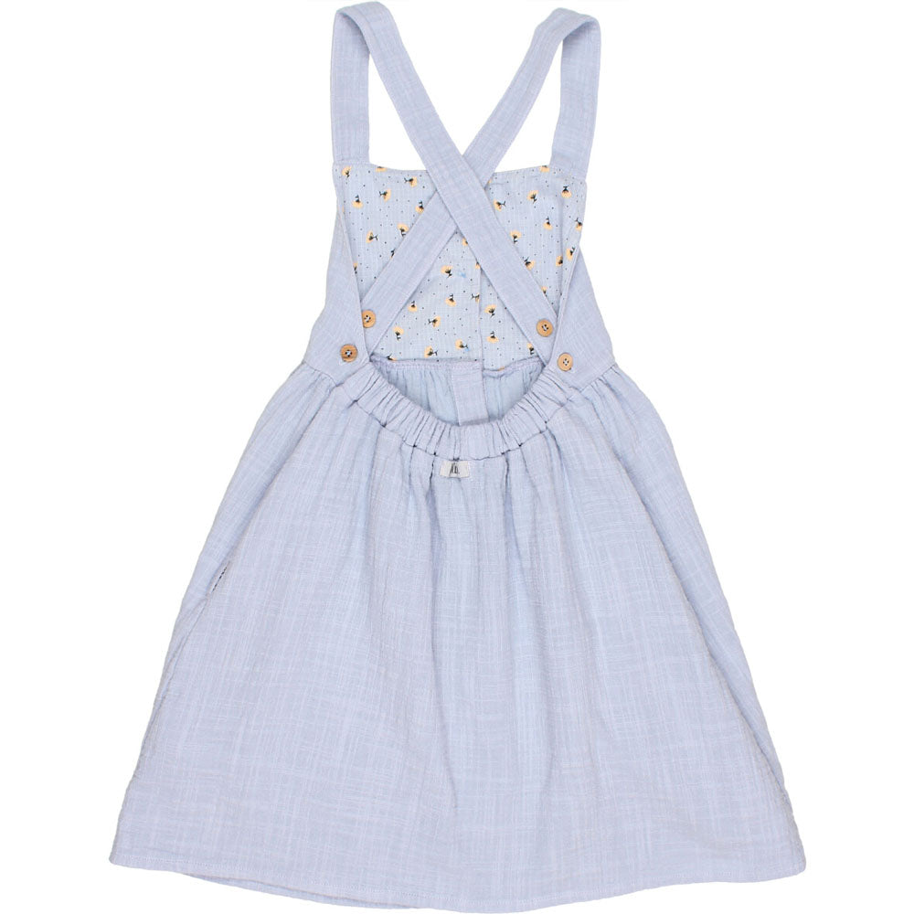 Double Gauze Button Front Cross Back Dungaree Dress - Anil