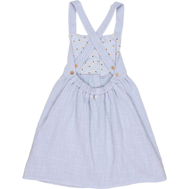 Double Gauze Button Front Cross Back Dungaree Dress - Anil