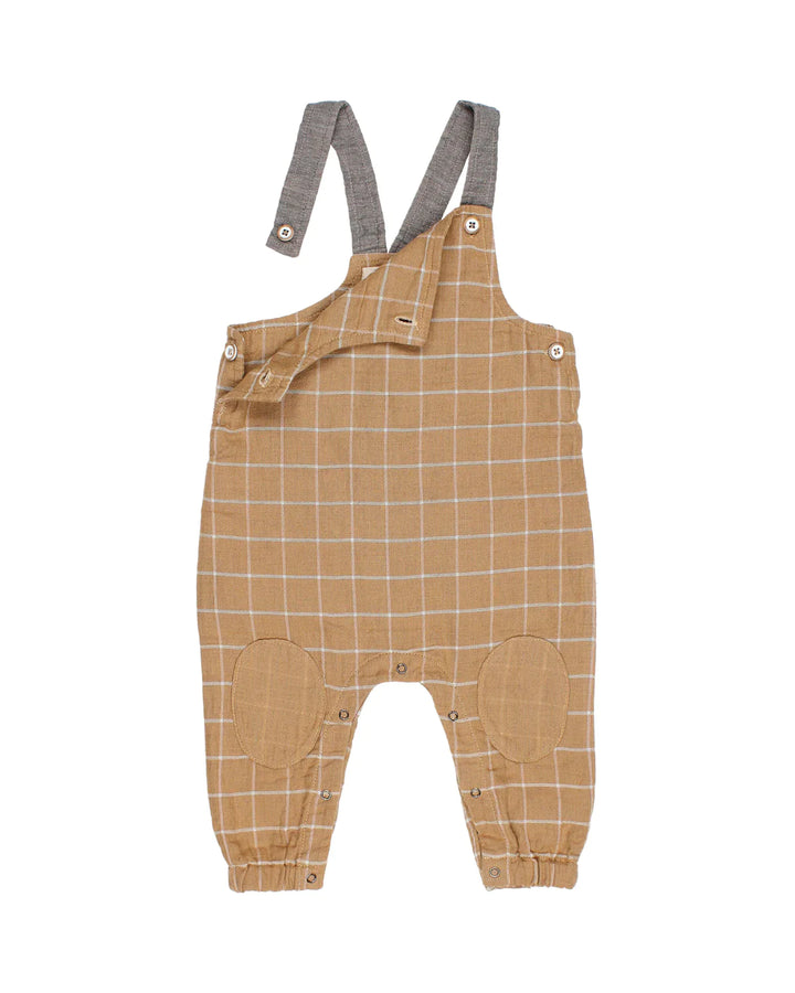 Baby Check Dungaree - Check Amber