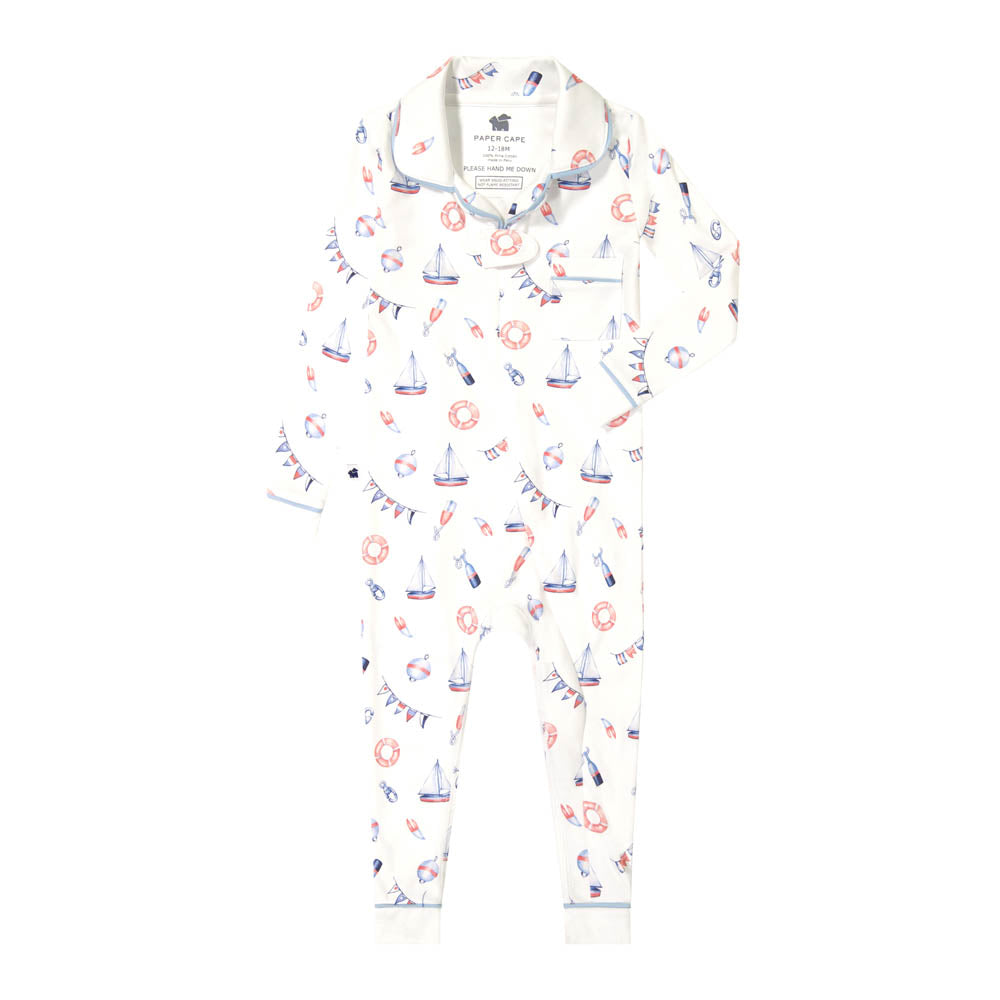 Classic Footless PJ Onesie - Nautical Print