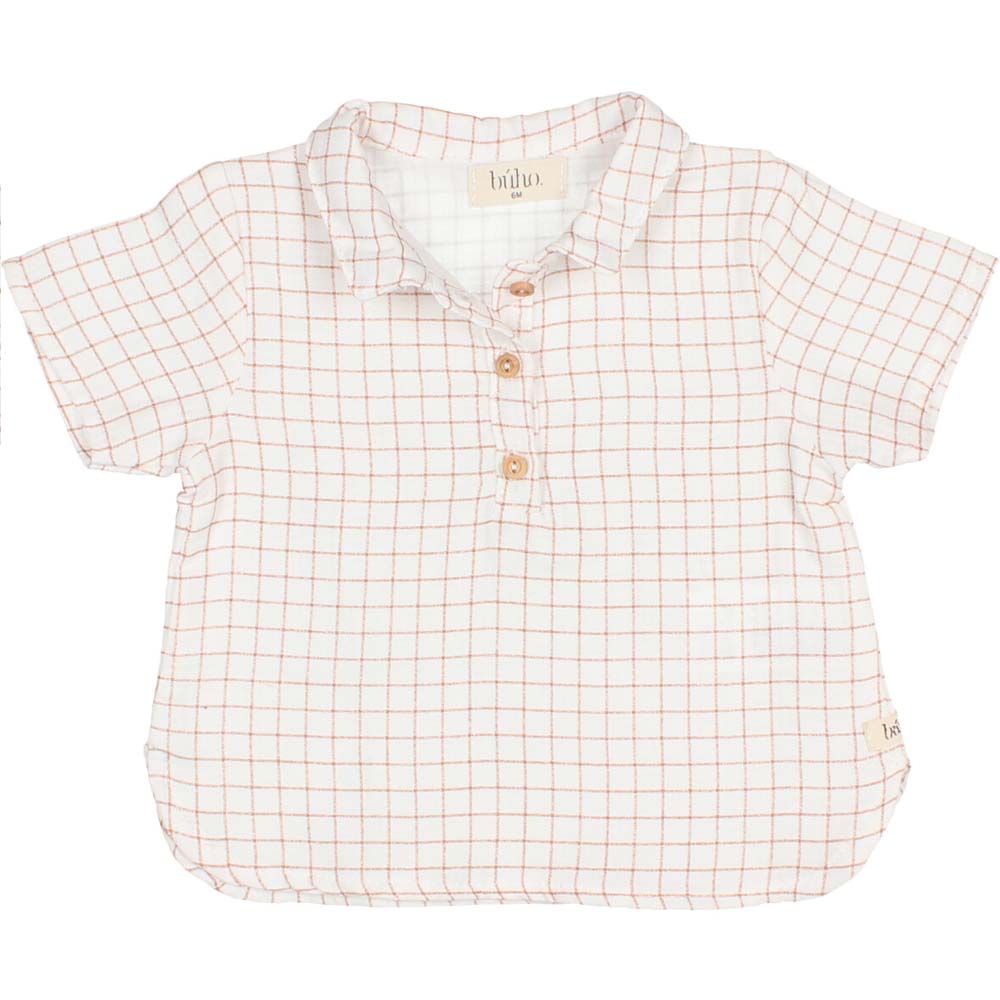 Collared Mini Check Shirt - Terracotta