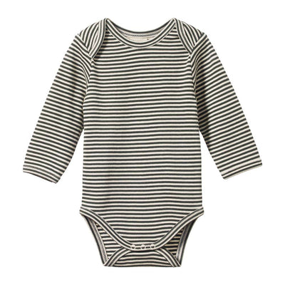 Long Sleeve Bodysuit - Thyme Stripe