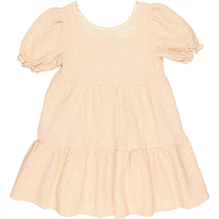 Tiered Romantic Dress with Ruffle Sleeves - Vanilla