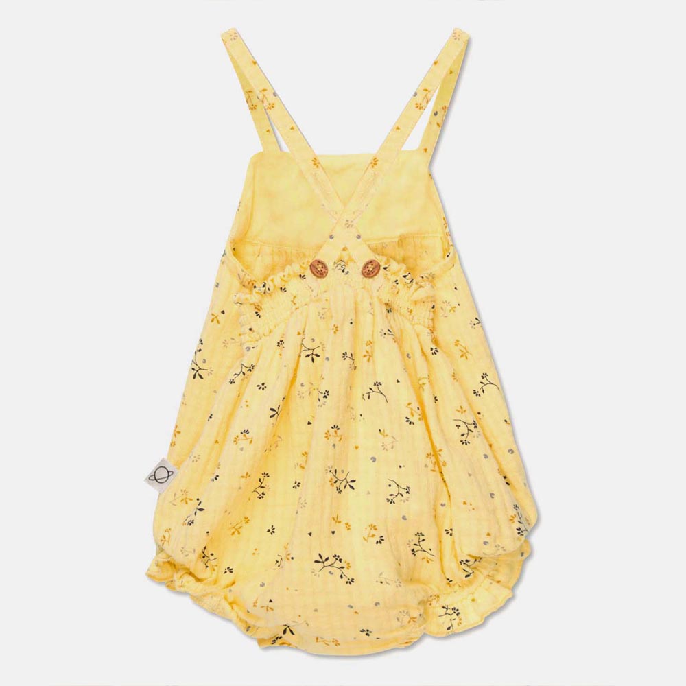 Muslin Floral Baby Romper - Yellow