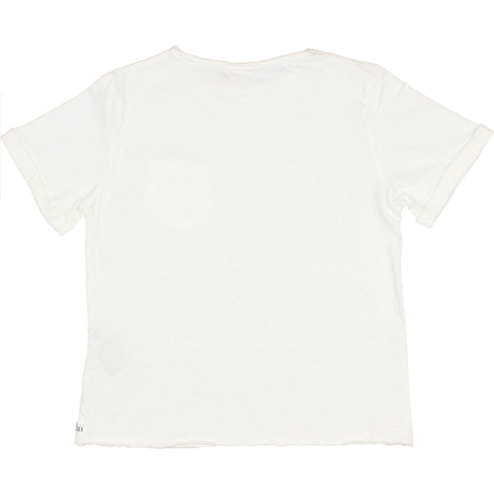 Pocket Rolled Sleeves Linen Tee Shirt - White