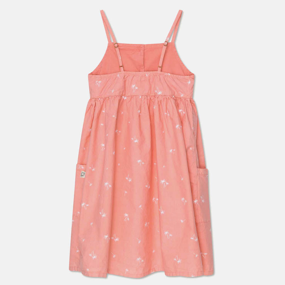 Palm Print Strap Dress - Coral