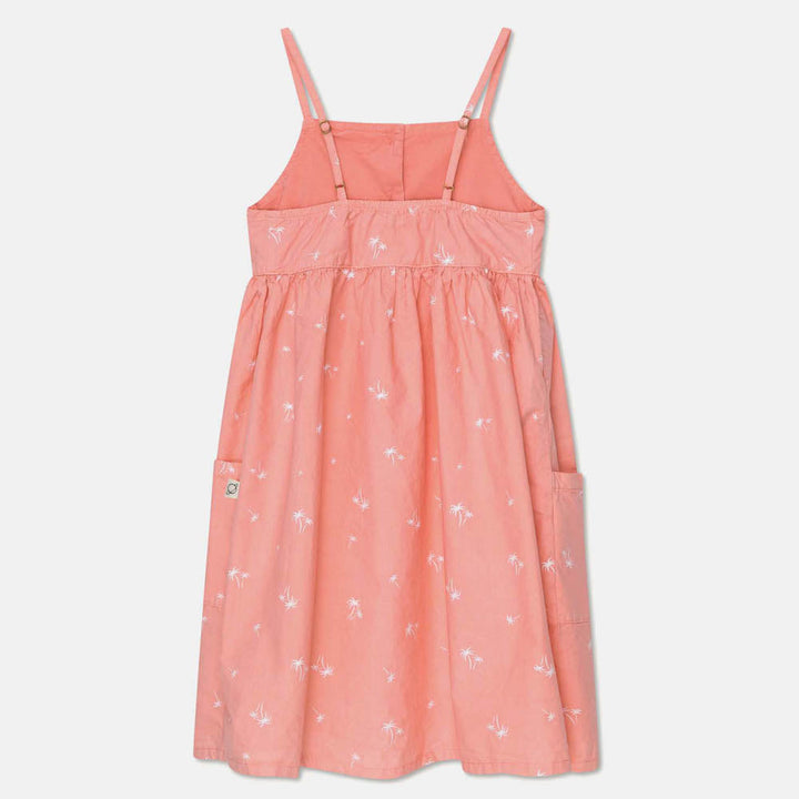 Palm Print Strap Dress - Coral