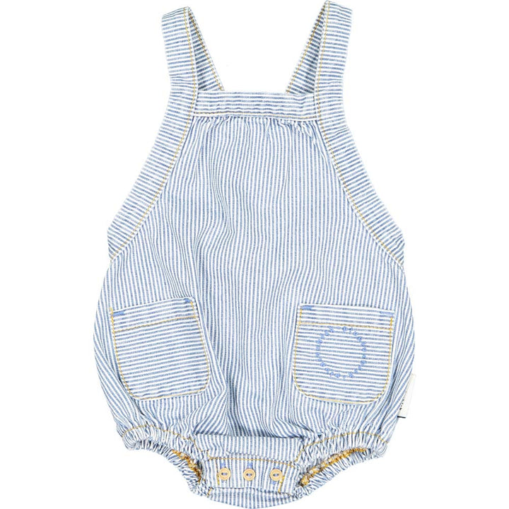 Baby Romper - Washed Little Stripes Denim