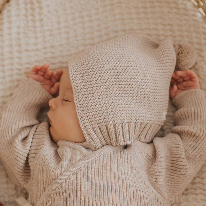 Newborn Sweater Knit Pom Pom Hat - Cactus