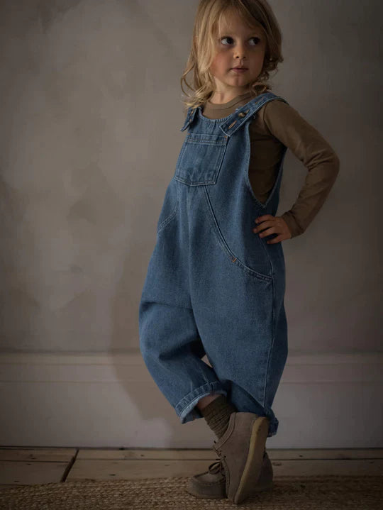 The Oversized Denim Dungaree - Light Denim