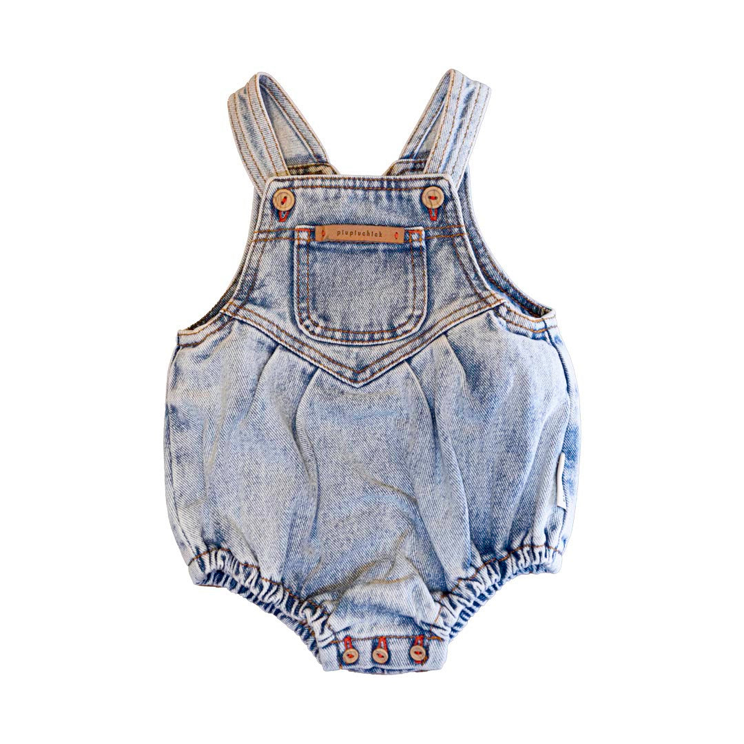 Baby Romper - Washed Light Blue Denim