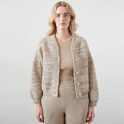 Box Bomber Cardigan - Sandstone