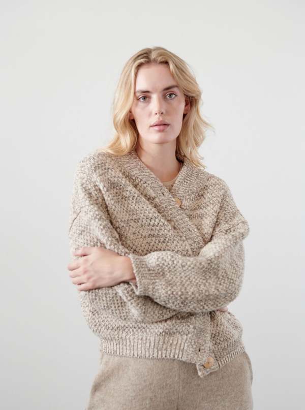 Box Bomber Cardigan - Sandstone