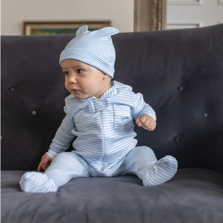 Classic Pajama Footie - Blue Stripe