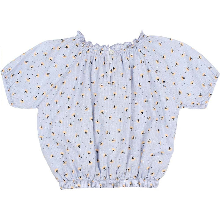 Ruffle Neckline Floral Spring Top - Anil
