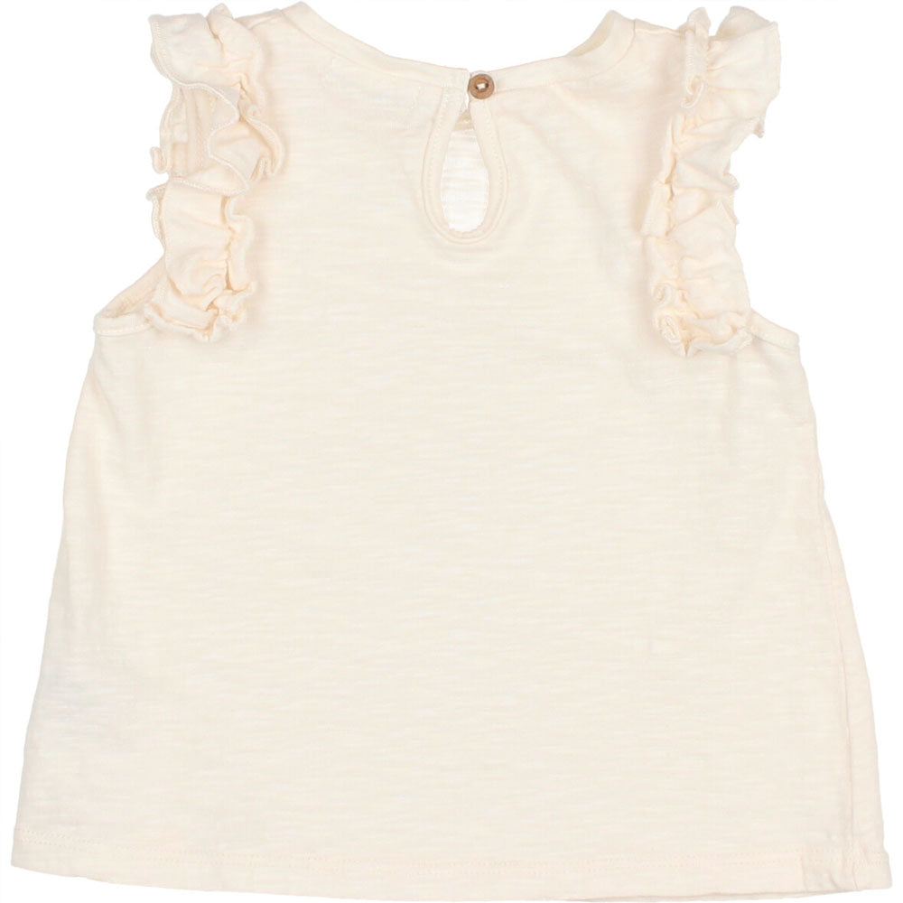 Ruffle Sleeve Tee Shirt - Talc