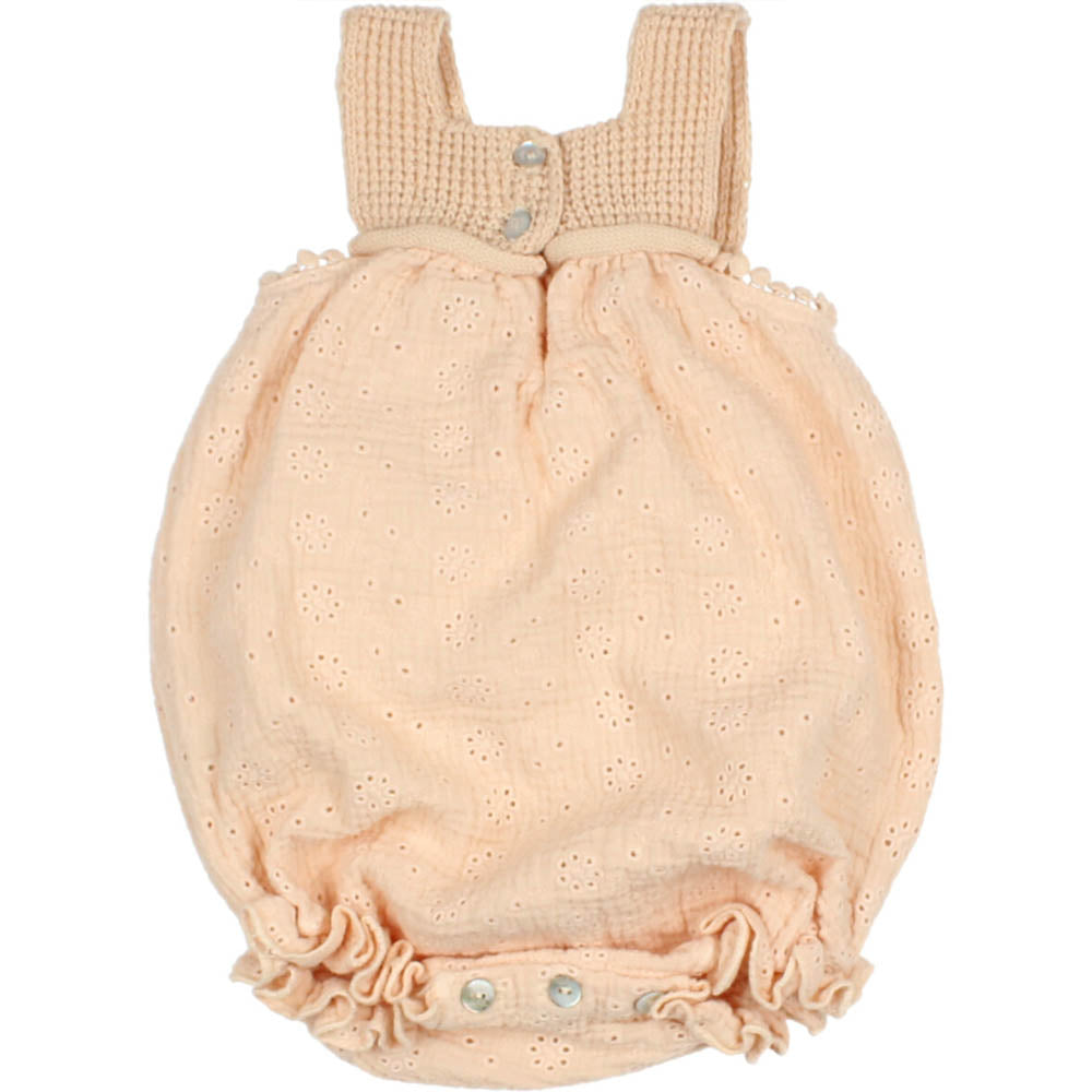 Embroidery Knit Romper - Vanilla