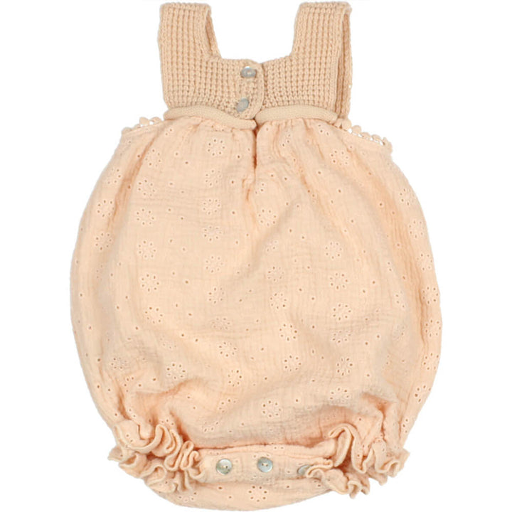 Embroidery Knit Romper - Vanilla