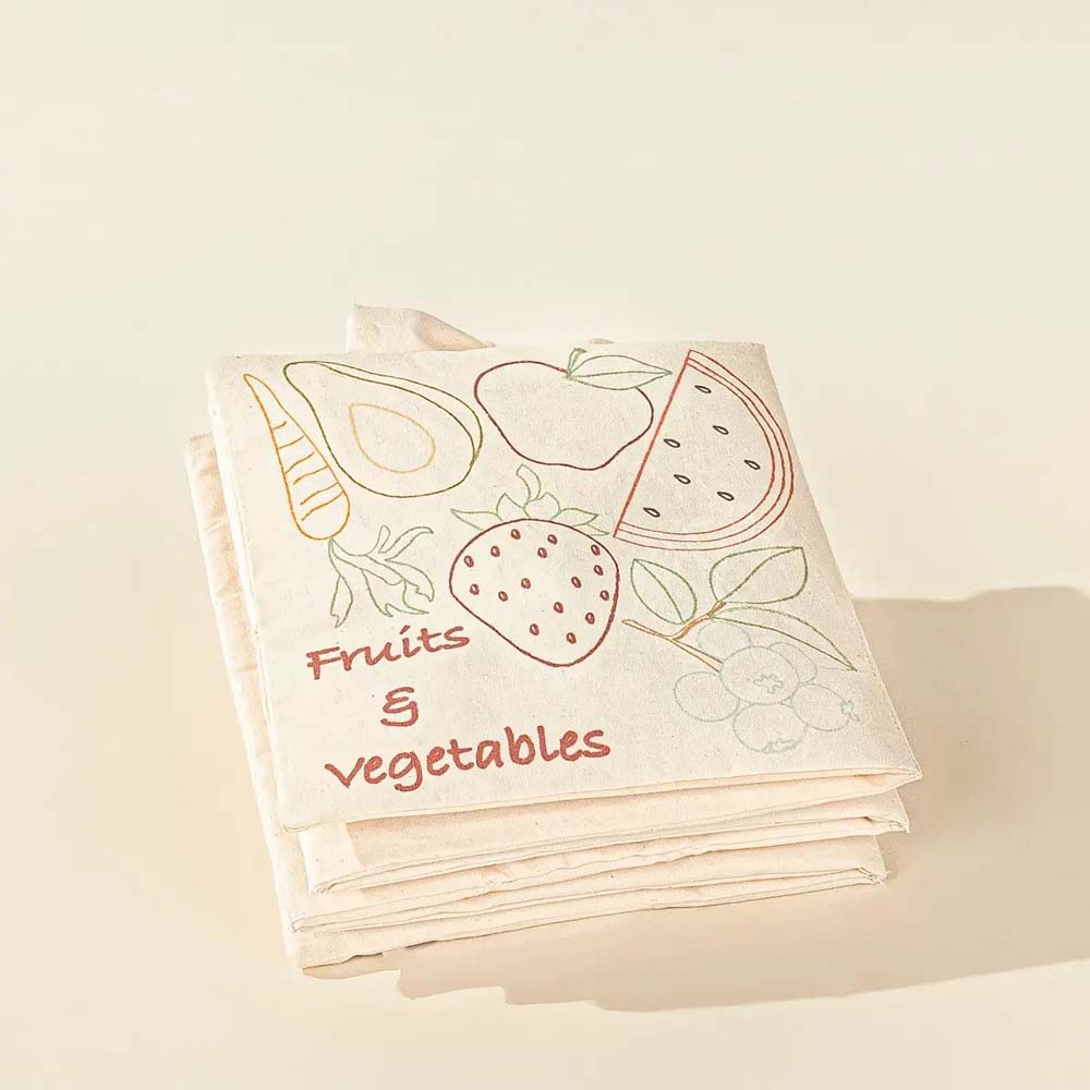 Natural Cotton Baby's First Soft Book English - FRUITS AND VEGETABLES