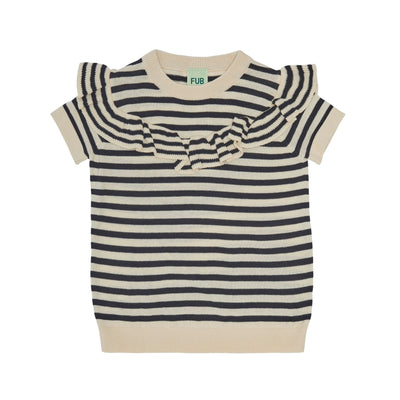 Frill T-Shirt - Ecru/Dark Navy