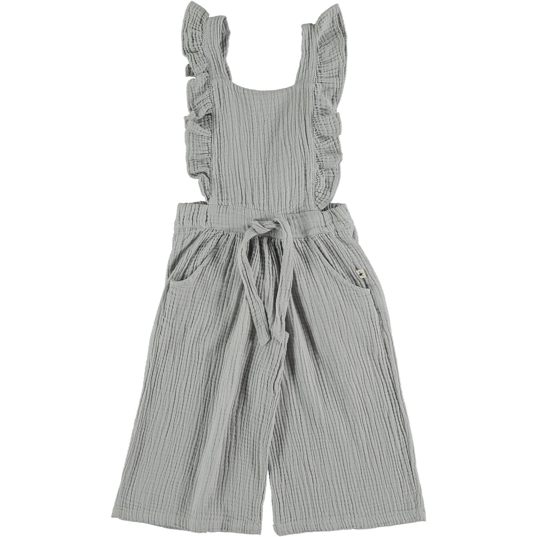 Kids Organic Cotton Gauze Jumpsuit - Light Grey