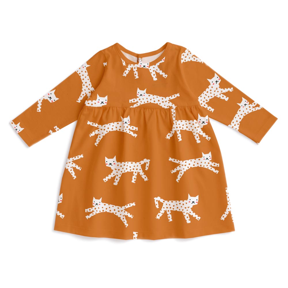 Geneva Baby Dress - Cats Gold