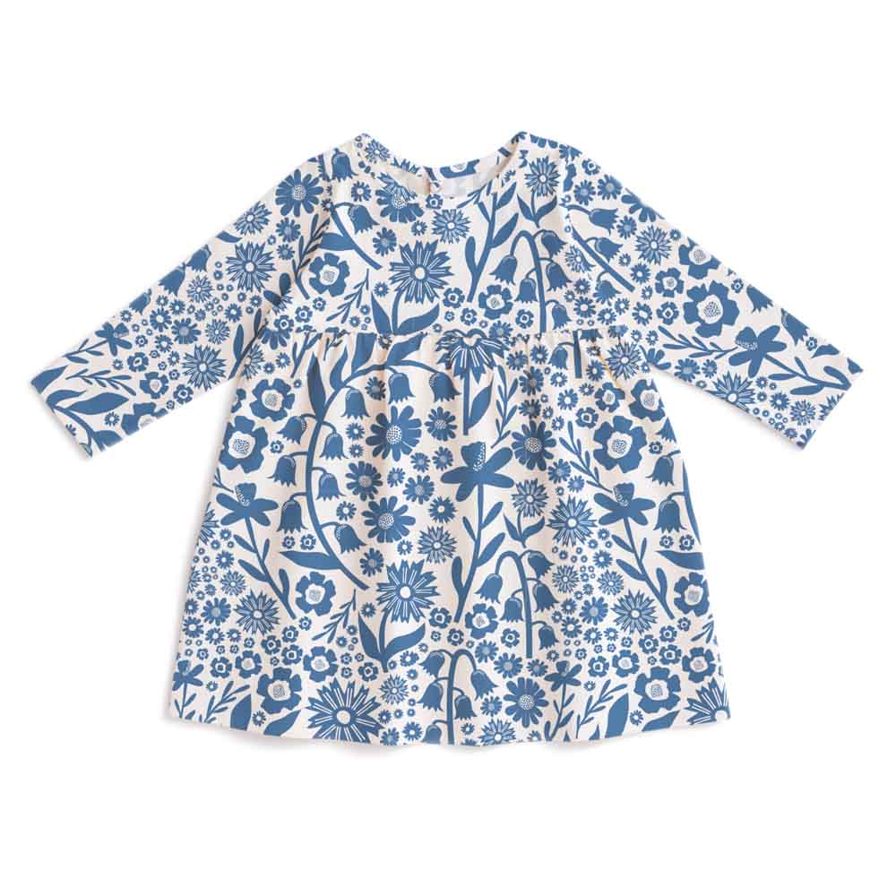 Geneva Baby Dress - Dutch Floral Delft Blue