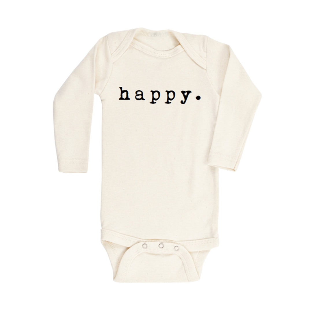 Happy - Organic Bodysuit - Long Sleeve - Natural/Black