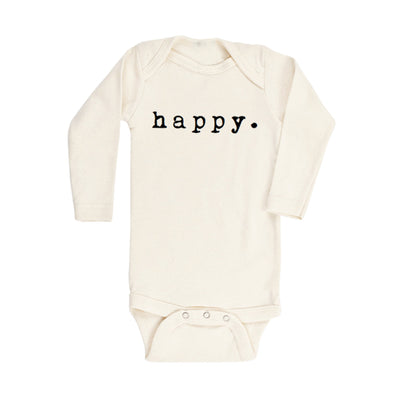 Happy - Organic Bodysuit - Long Sleeve - Natural/Black