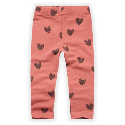 Heart Print Legging - Faded Rose