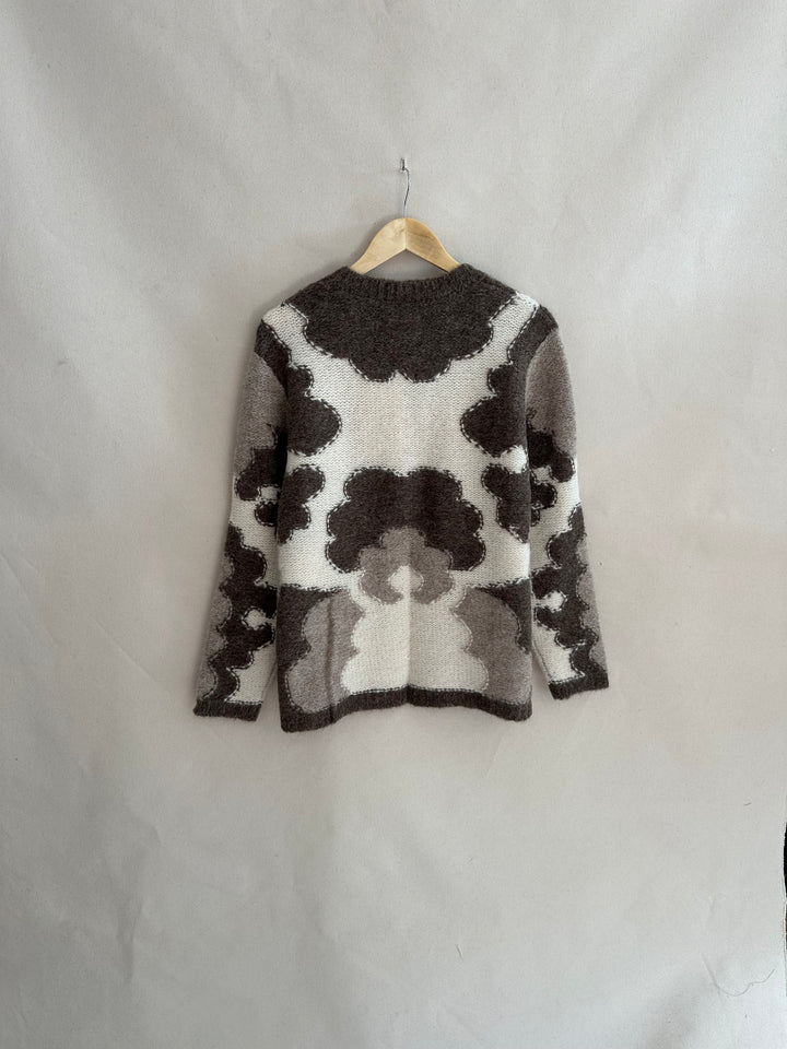 Mid Century Motif Intarsia Jumper - Sand