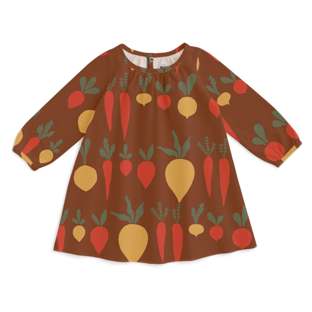 Juniper Baby Dress - Root Vegetables Chestnut